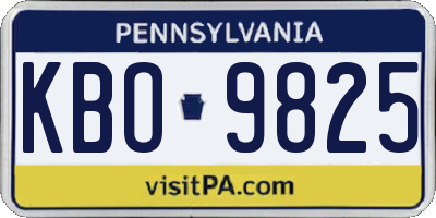 PA license plate KBO9825