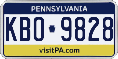 PA license plate KBO9828