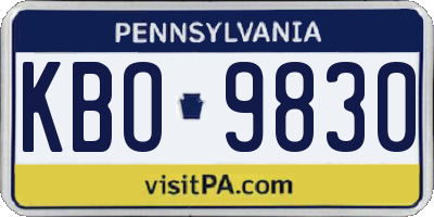 PA license plate KBO9830