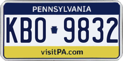 PA license plate KBO9832