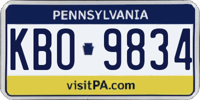 PA license plate KBO9834