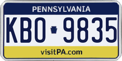 PA license plate KBO9835