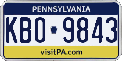 PA license plate KBO9843