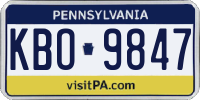PA license plate KBO9847