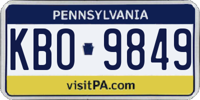 PA license plate KBO9849