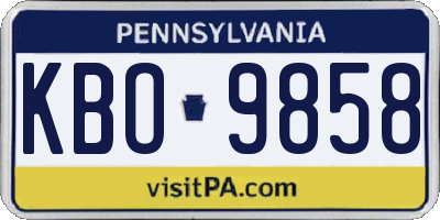 PA license plate KBO9858