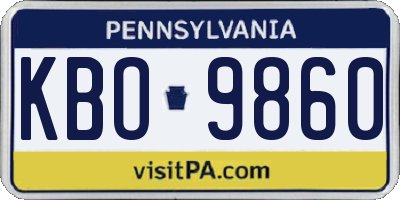 PA license plate KBO9860