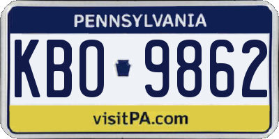 PA license plate KBO9862