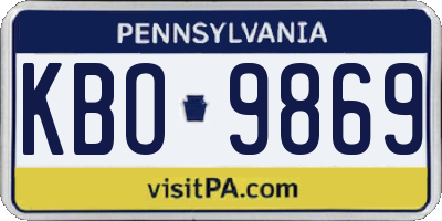 PA license plate KBO9869
