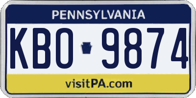 PA license plate KBO9874
