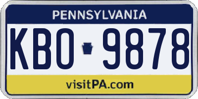 PA license plate KBO9878