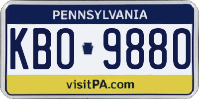 PA license plate KBO9880