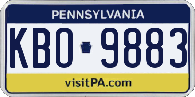 PA license plate KBO9883
