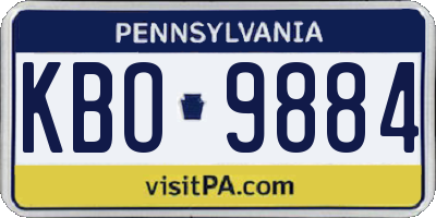 PA license plate KBO9884
