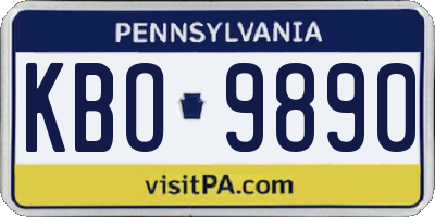 PA license plate KBO9890