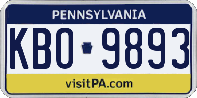 PA license plate KBO9893