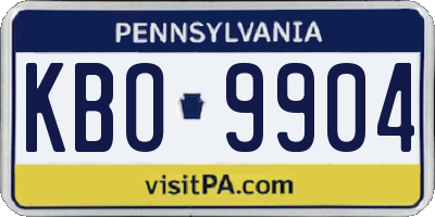 PA license plate KBO9904