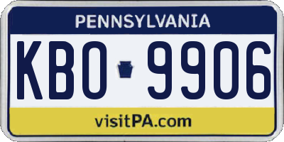 PA license plate KBO9906