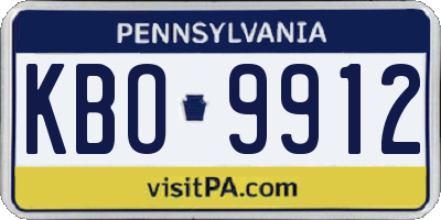 PA license plate KBO9912