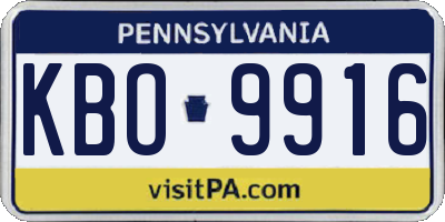 PA license plate KBO9916