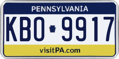 PA license plate KBO9917