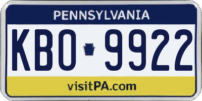 PA license plate KBO9922