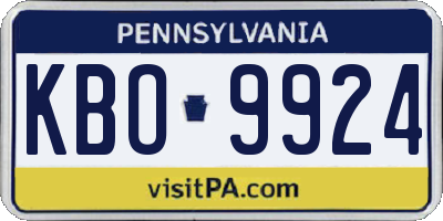 PA license plate KBO9924