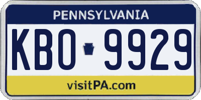 PA license plate KBO9929