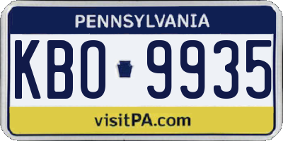 PA license plate KBO9935