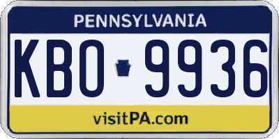 PA license plate KBO9936