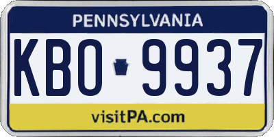 PA license plate KBO9937