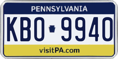 PA license plate KBO9940