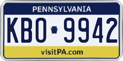 PA license plate KBO9942