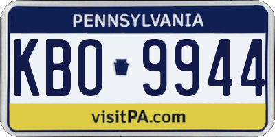 PA license plate KBO9944