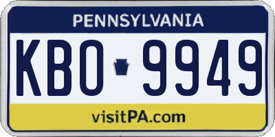 PA license plate KBO9949