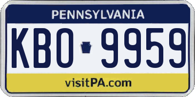 PA license plate KBO9959