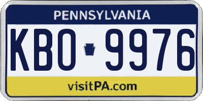 PA license plate KBO9976