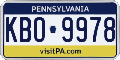 PA license plate KBO9978
