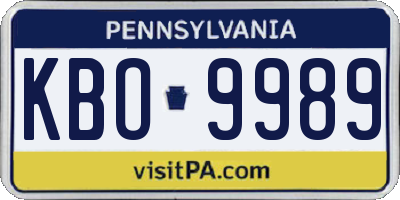 PA license plate KBO9989