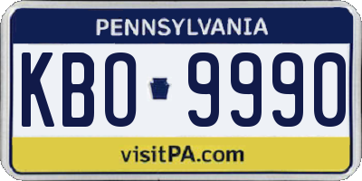 PA license plate KBO9990