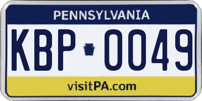 PA license plate KBP0049