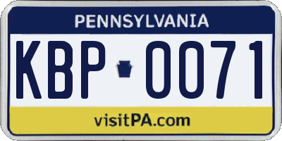 PA license plate KBP0071