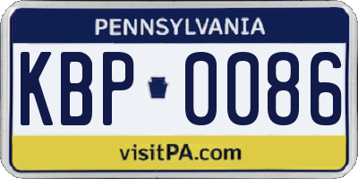 PA license plate KBP0086