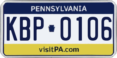 PA license plate KBP0106