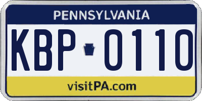 PA license plate KBP0110