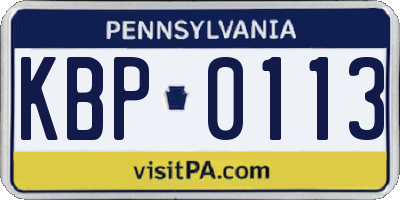 PA license plate KBP0113