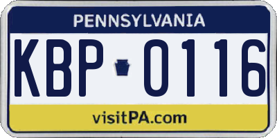 PA license plate KBP0116