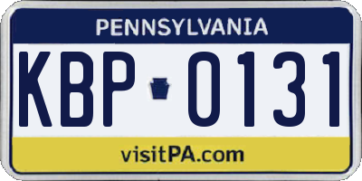 PA license plate KBP0131