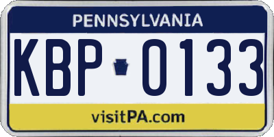 PA license plate KBP0133