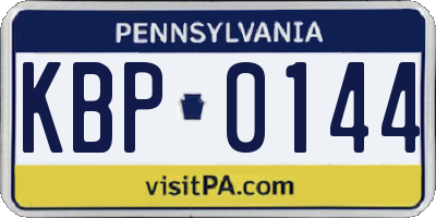 PA license plate KBP0144